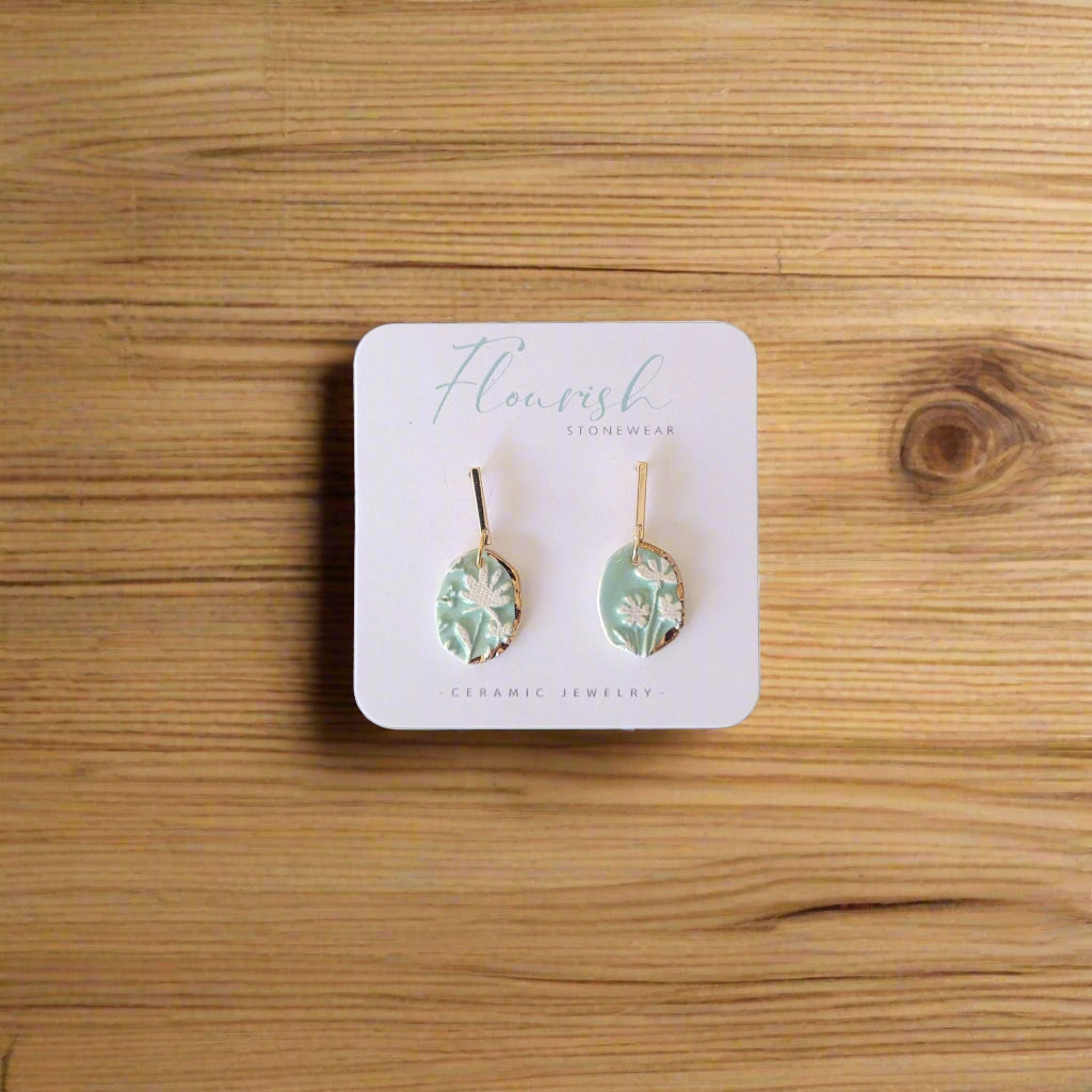 Green Oval Dangles