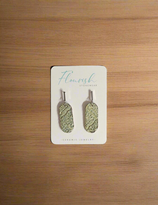 Flourish Stonewear Silver Sage Oval Earring