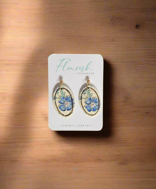 Flourish Stonewear Floral Oval Earrings