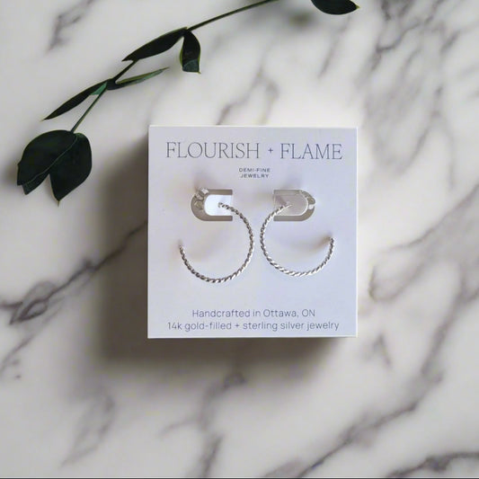 Silver Twisted Hoops