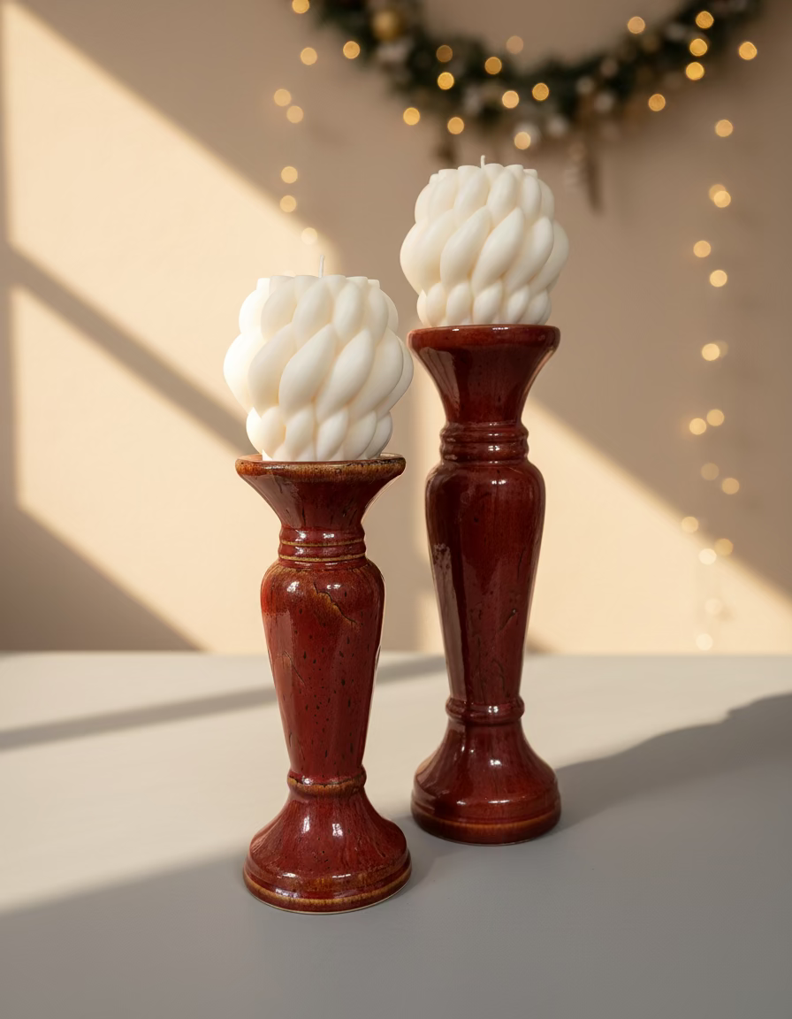 Red Ceramic Candle Holders