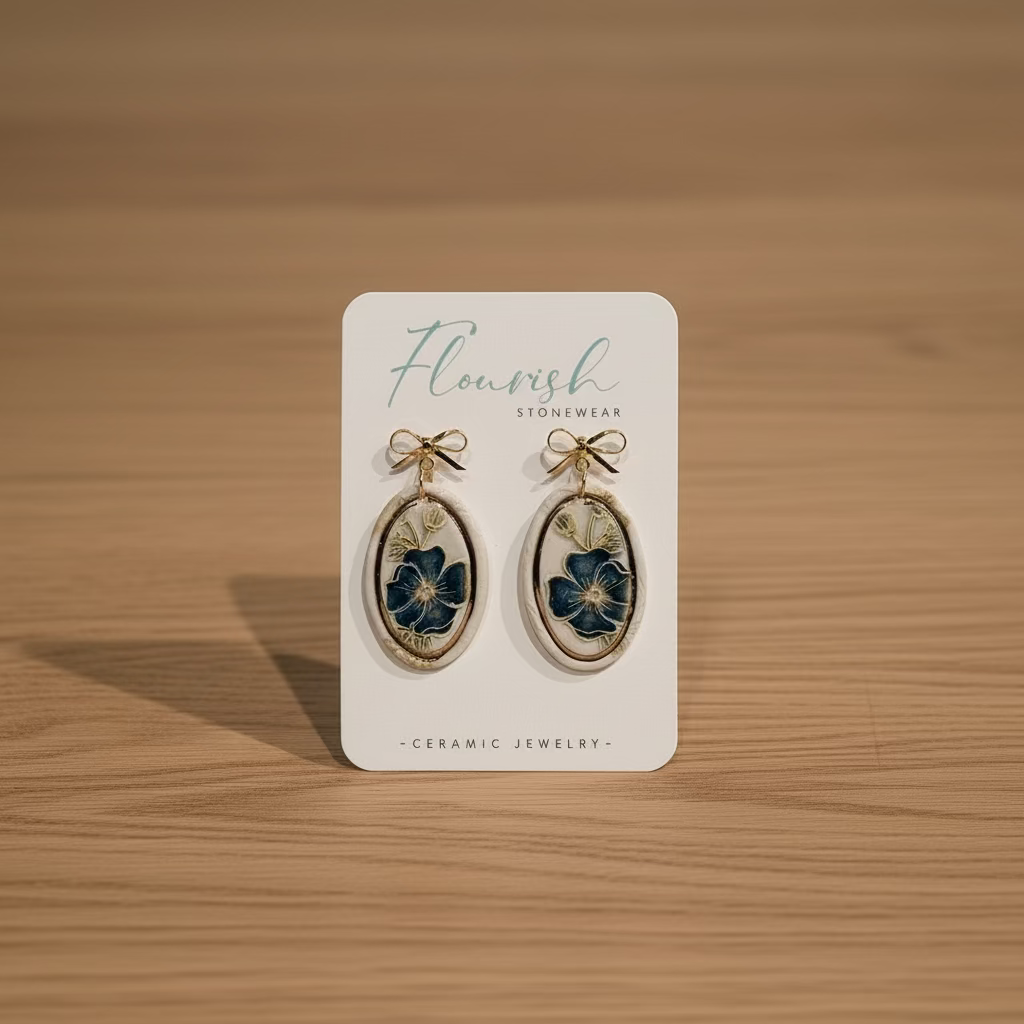 Flourish Stonewear Floral Oval Earrings
