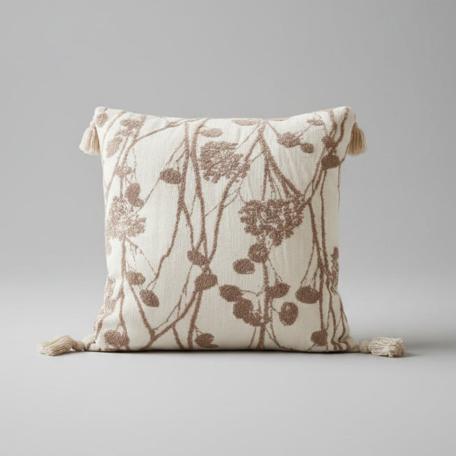 Brown Meadow Tasseled Cushion