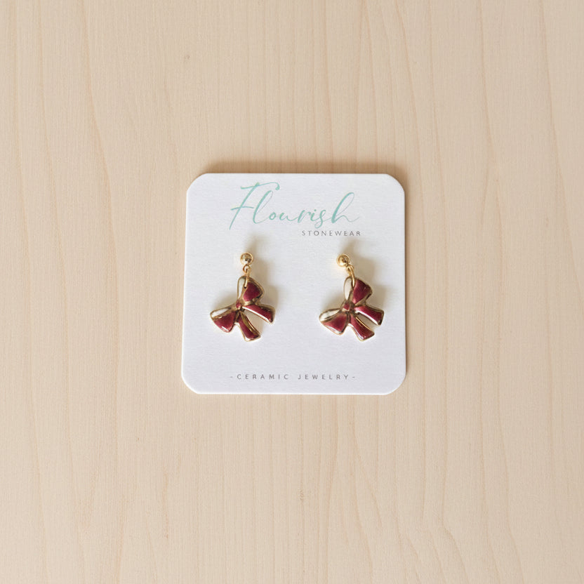 Flourish Stonewear Red and Gold Bows