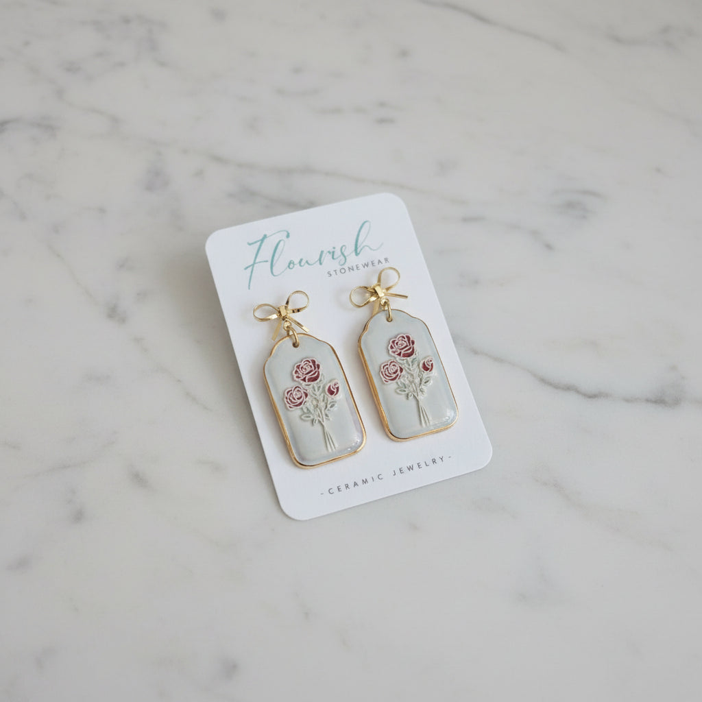 Flourish Stonewear Red Rose Earring