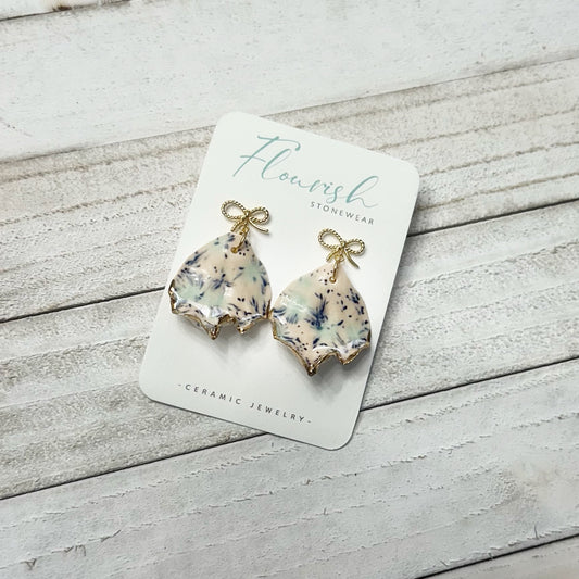 Bow and Pastel Patterned Ceramic Earring