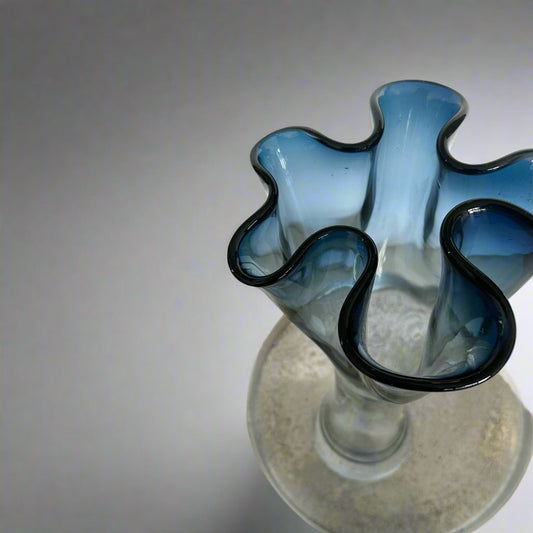 Blue Wave Art Glass Vase