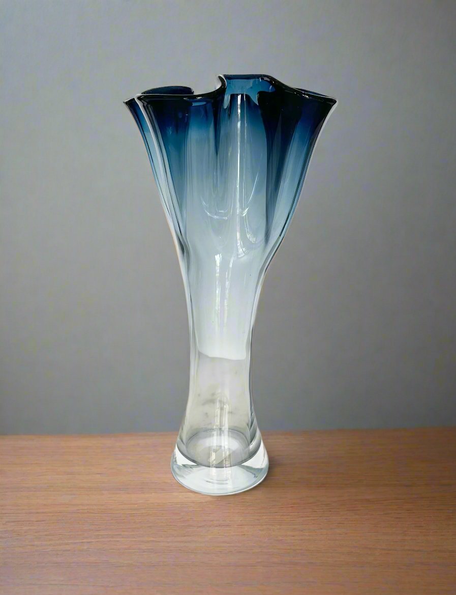 Blue Wave Art Glass Vase