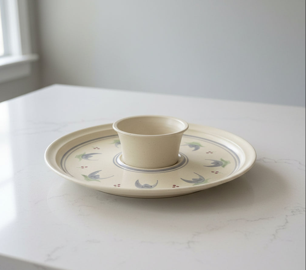 Ceramic dish with floral patterns