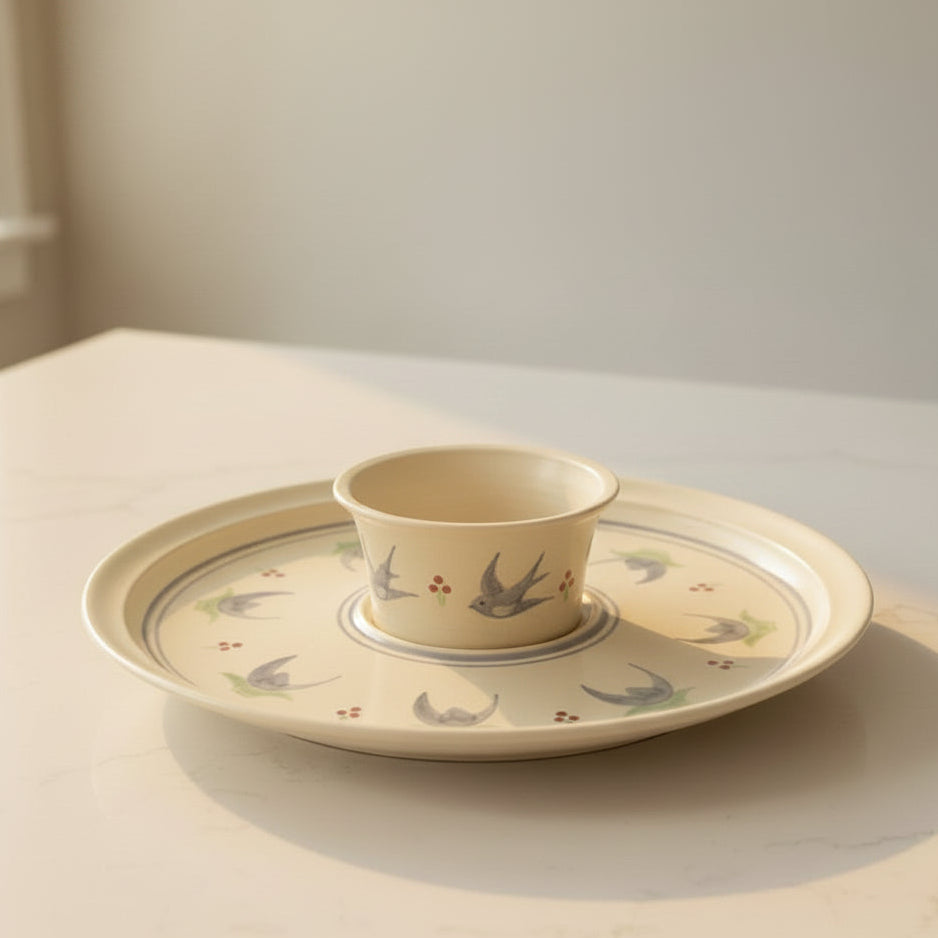 Ceramic dish with floral patterns