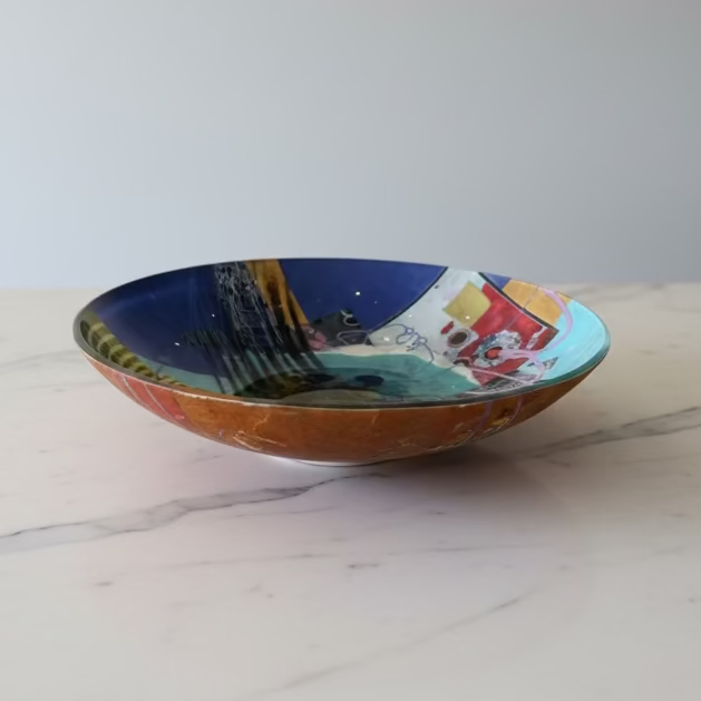 Colorful abstract glass bowl