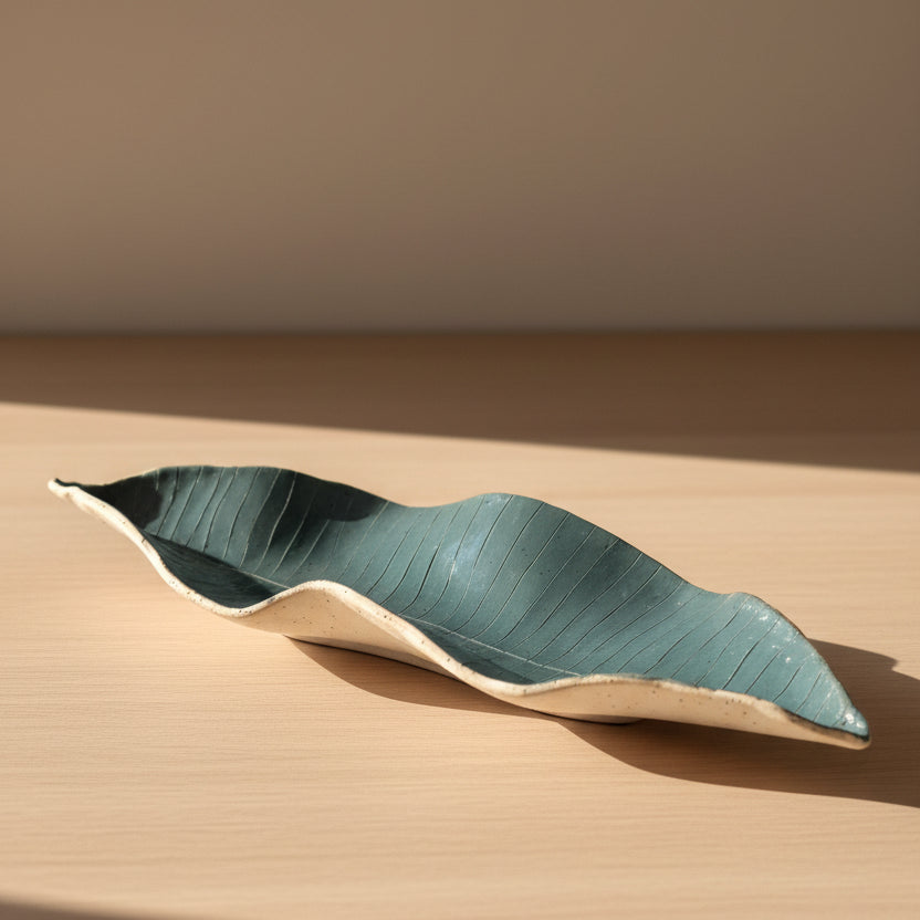Handmade leaf shaped platter
