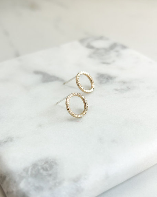 Golden Small Circle Stud Earrings