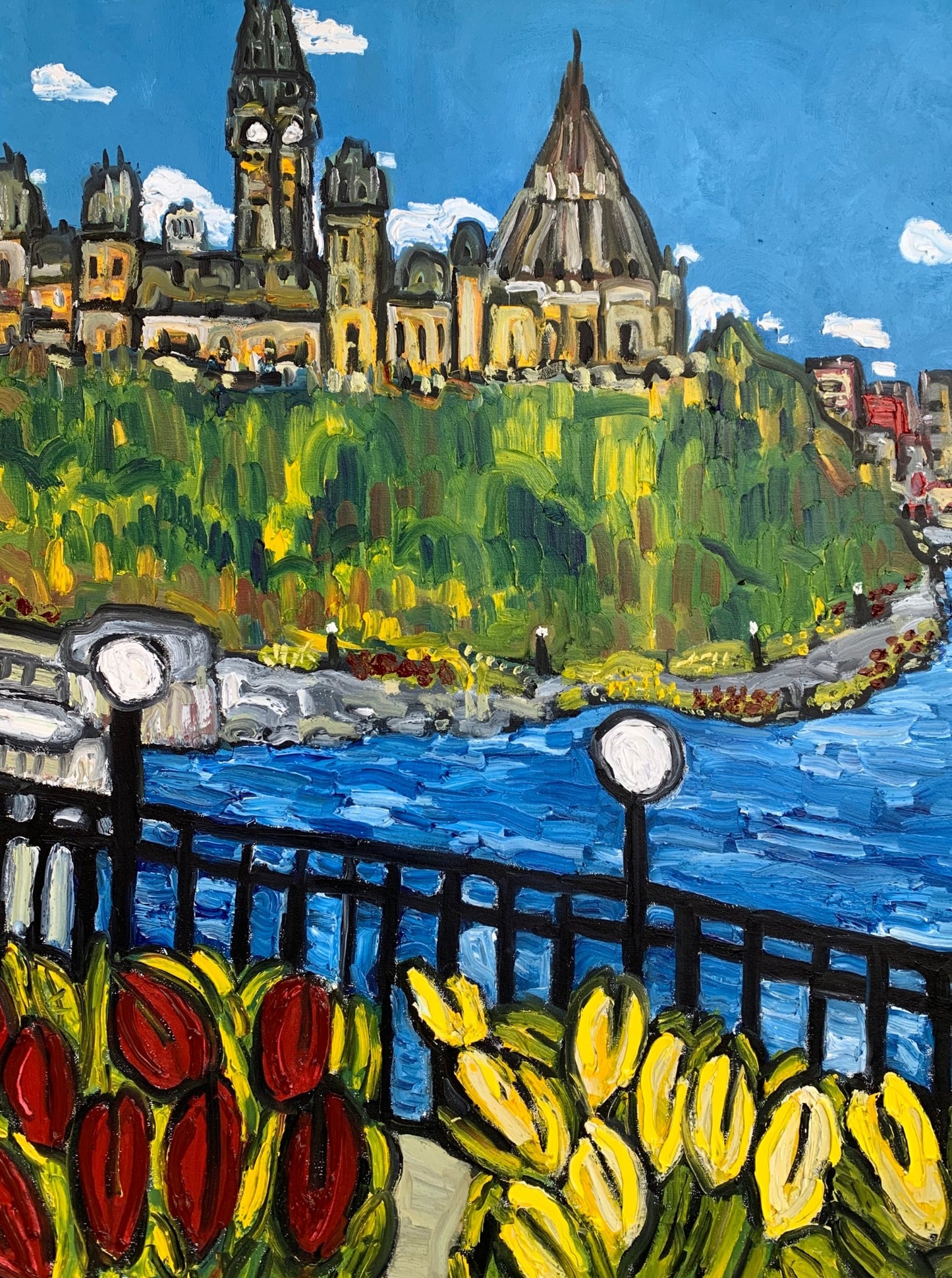 Oil artwork titled Major’s Hill Tulips