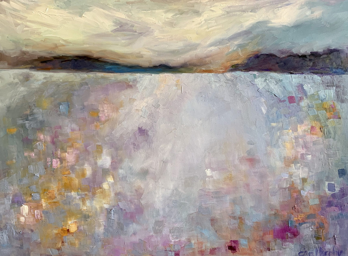 Oil artwork titled Riding Home to Ynys Craig