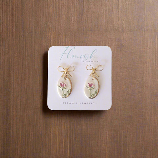 Floral Oval with Bows