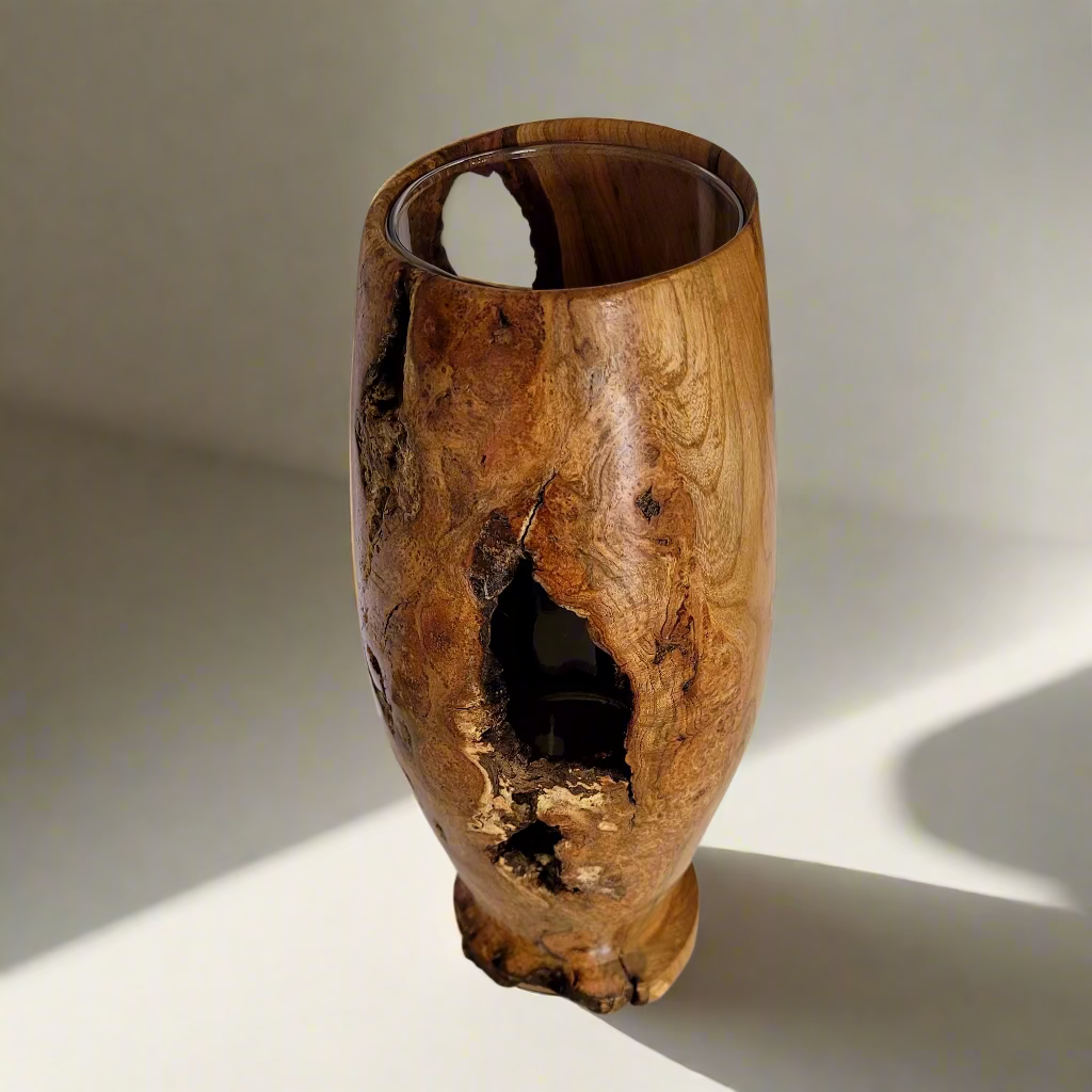 Tall Cherry Burl Vase