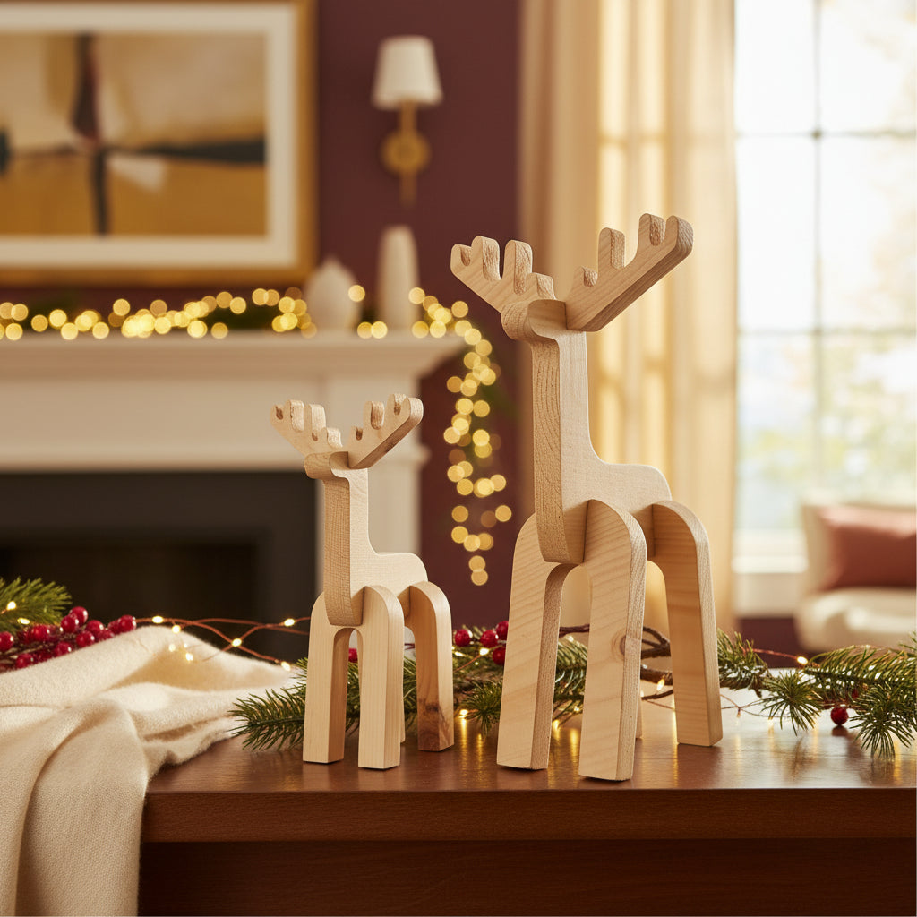 Forced Creations Wooden Reindeers