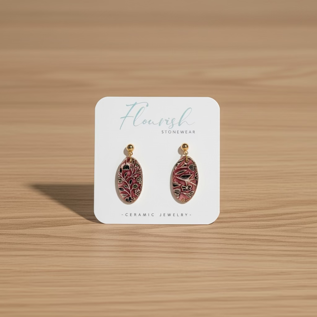 Flourish Stonewear Ruby Oval Earrings