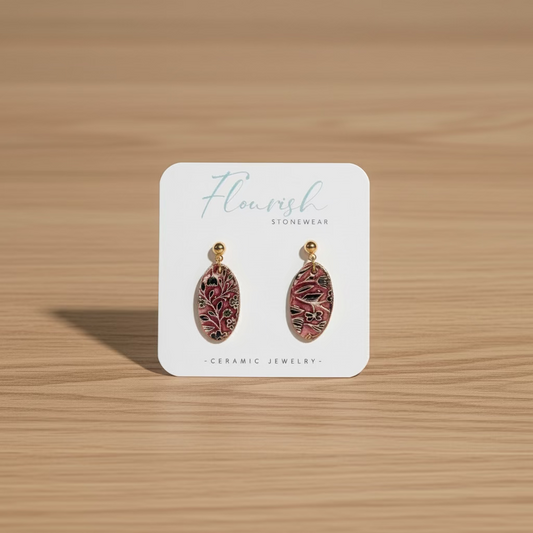 Flourish Stonewear Ruby Oval Earrings