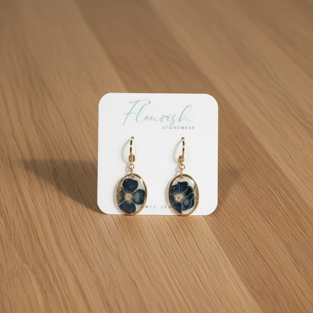 Flourish Stonewear Navy Floral Dangle