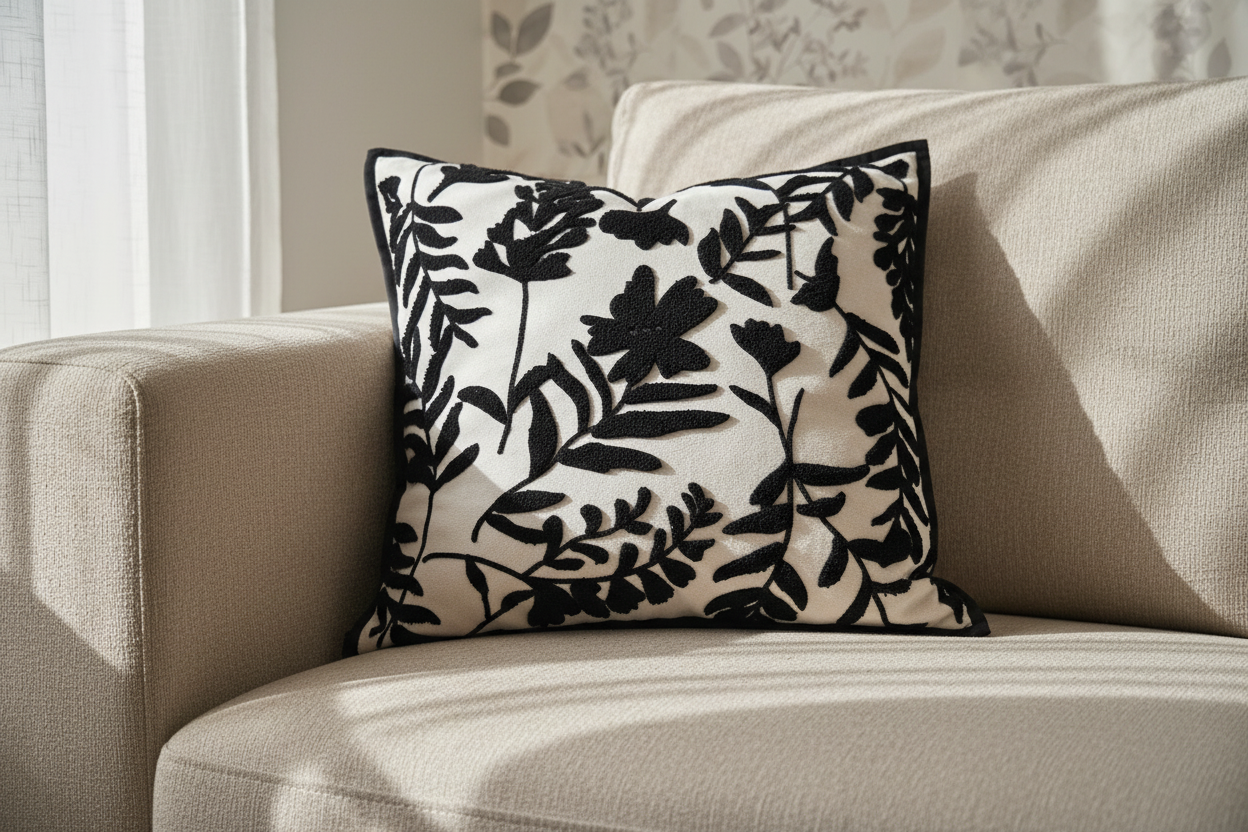 Monochrome Botanical Cushion