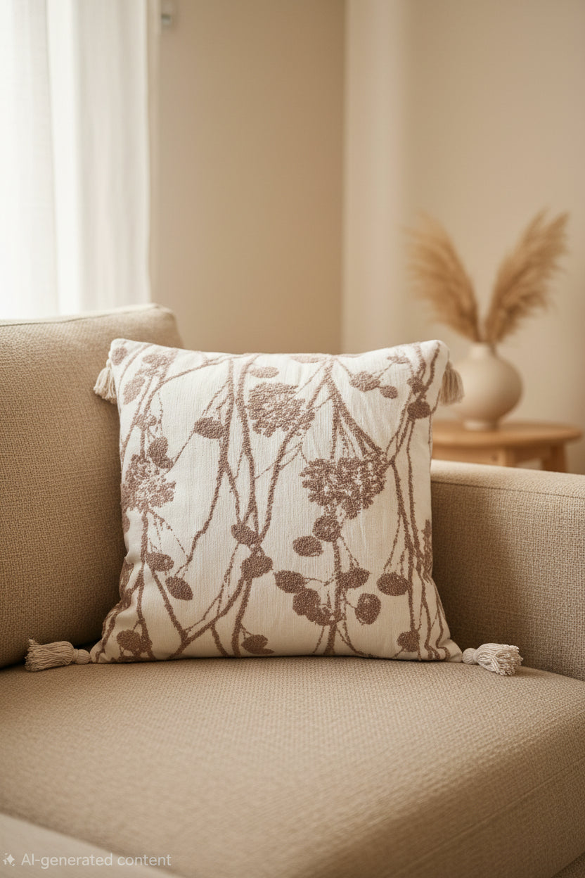 Brown Meadow Tasseled Cushion