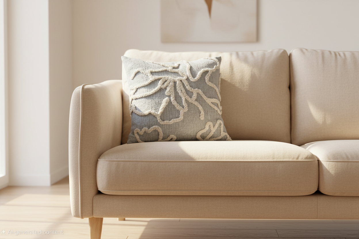 Flower Tufted Grey Pillow