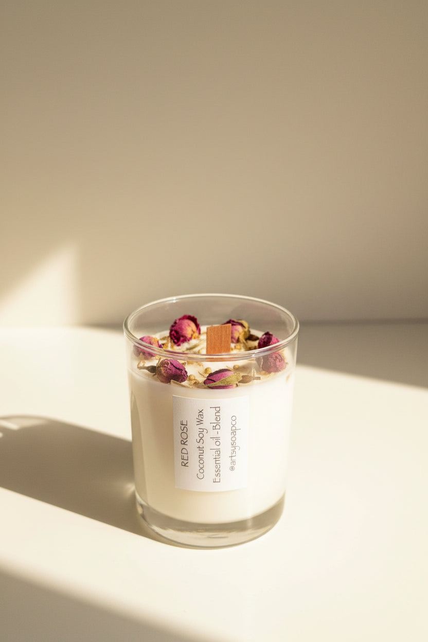 ArtsySoapCo. Red Rose Candle