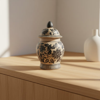 Vintage Floral Stoneware Jar