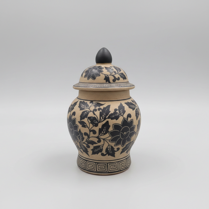 Vintage Floral Stoneware Jar