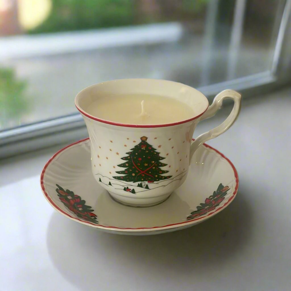Christmas Tree Teacup Candle