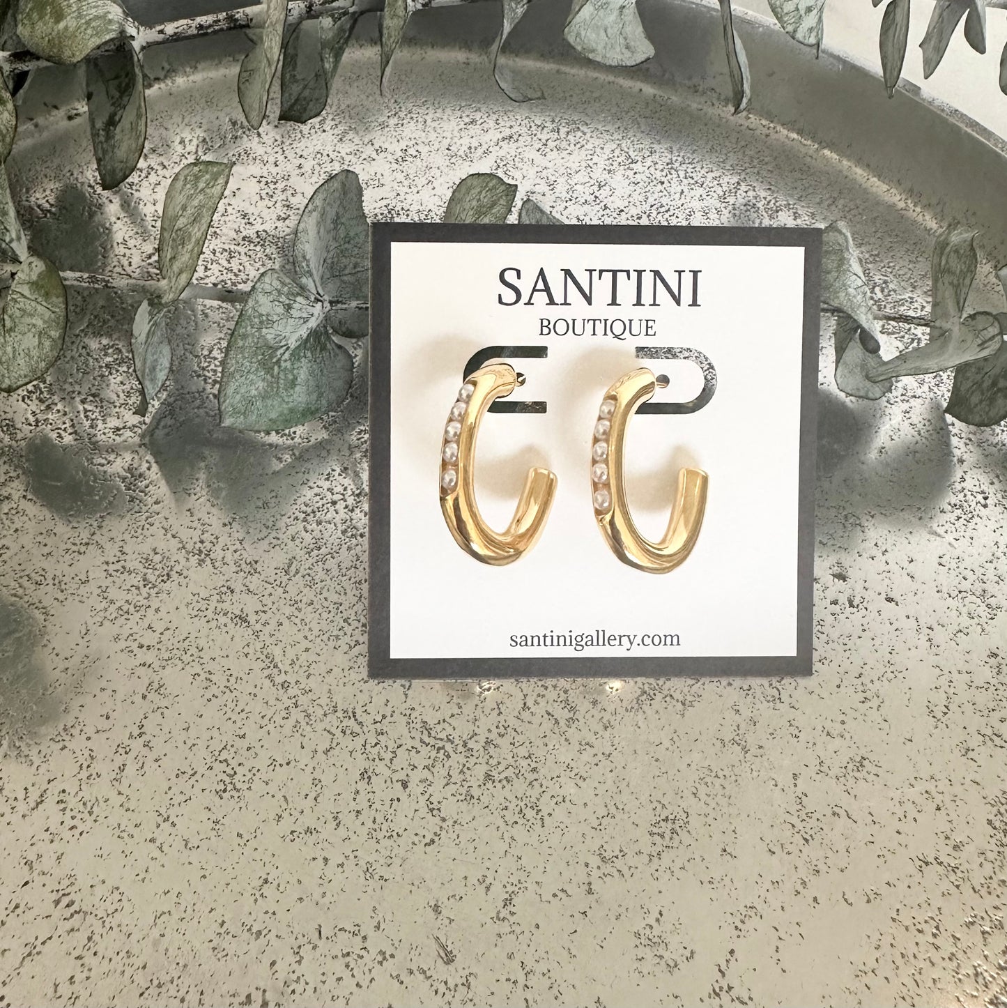 Gold Hoop with Pearl Detail