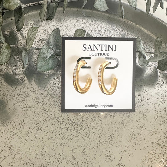 Gold Hoop with Pearl Detail