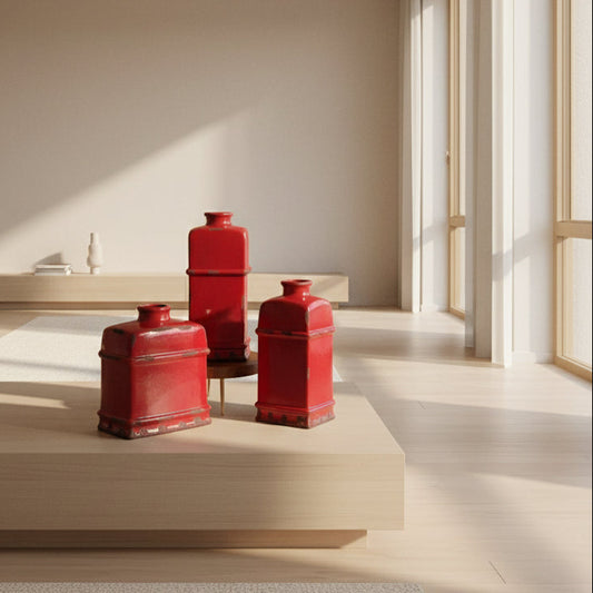Red Vase Trio