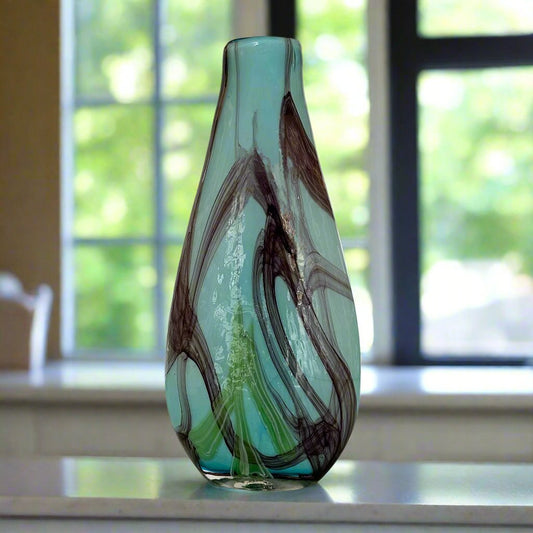 Blue Swirl Glass Vase
