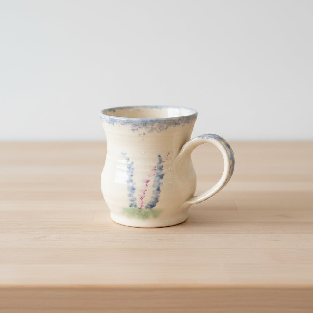 White and Blue Floral Mug