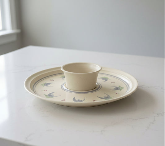 Ceramic dish with floral patterns