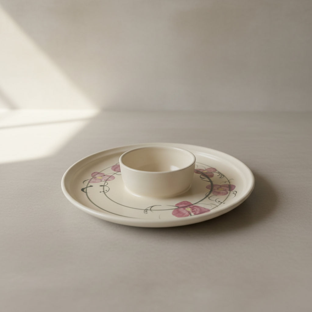 Pink Floral Ceramic Appetizer Dish