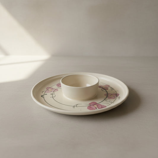 Pink Floral Ceramic Appetizer Dish