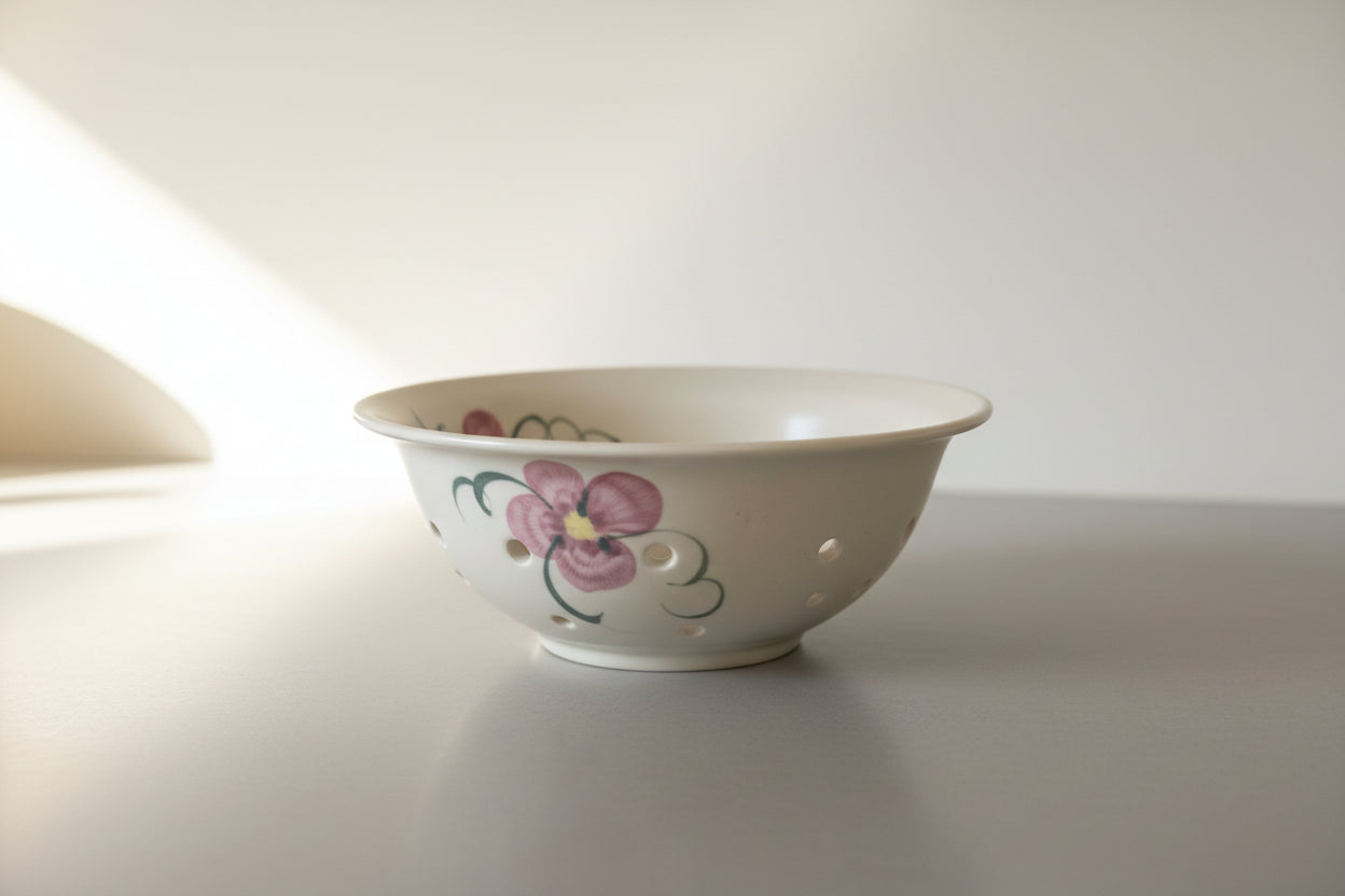 Pink Floral Ceramic Collander