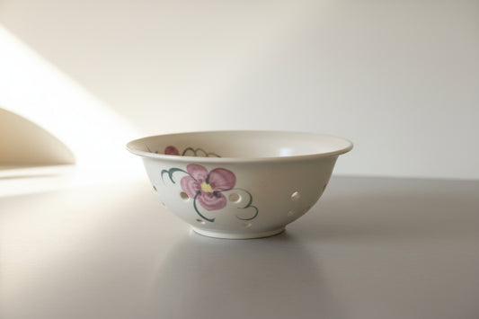 Pink Floral Ceramic Collander
