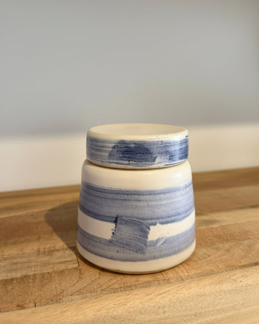 Vintage Blue Striped Jar