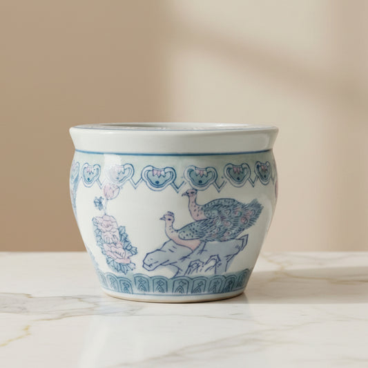 Peacock jardiniere flower pot