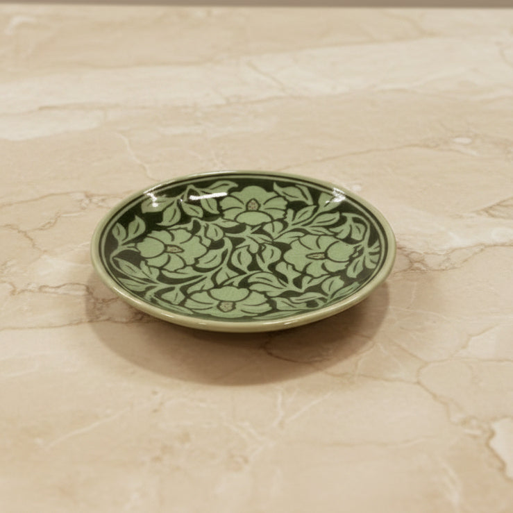 Small green floral dish 