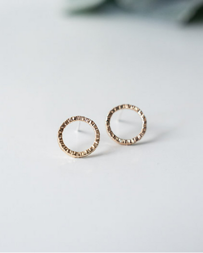 Golden Small Circle Stud Earrings