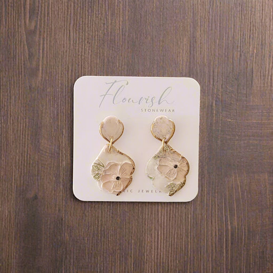 Blush Floral Drop with Gold Accent