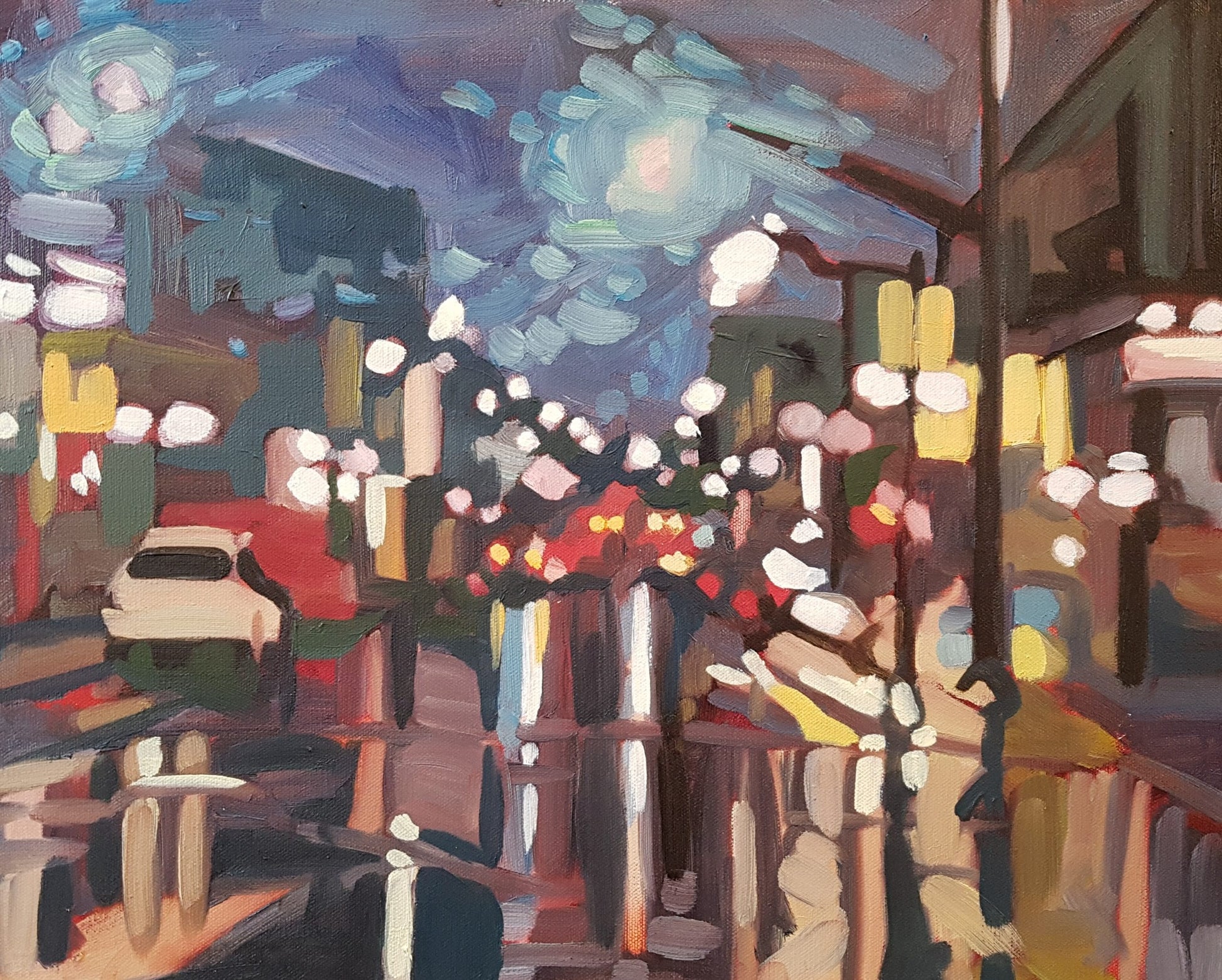 Oil artwork titled Rainy Nightlife