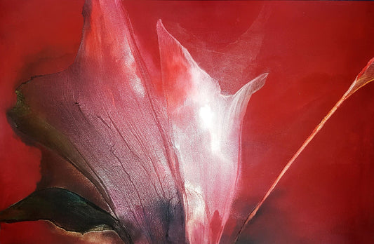 Acrylic & Textile artwork titled Crimson Cordon