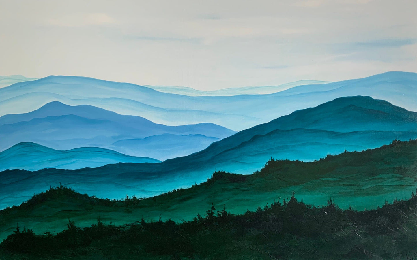 Acrylic artwork titled From Mountains with Love
